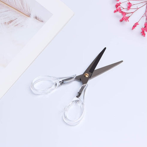 Buqoo Black Gold Acrylic Stapler and Tape Dispenser Set, 1-Inch Core Tape Holder, 6.3 Inches Fabric Scissors