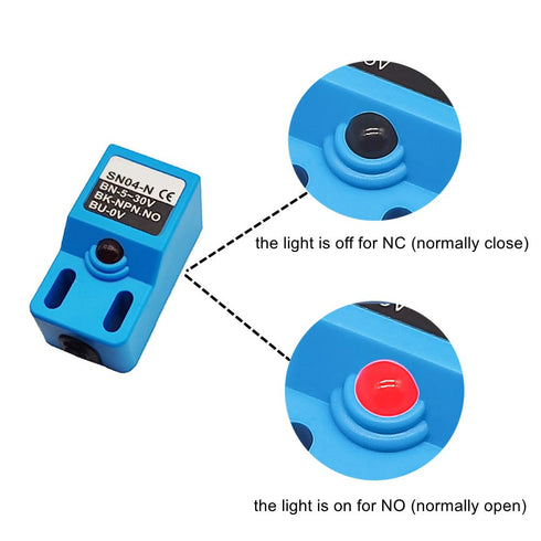 Inductive Proximity Sensor SN04-N NPN NO Normally Open Detection Switch with SN Bracket (Blue, 2 Pack)