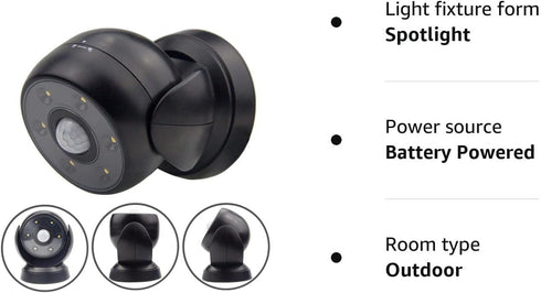 BIGLIGHT 200 Battery Operated Motion Sensor Spotlight, Wireless LED Flood Light Indoor Outdoor, Waterproof Security