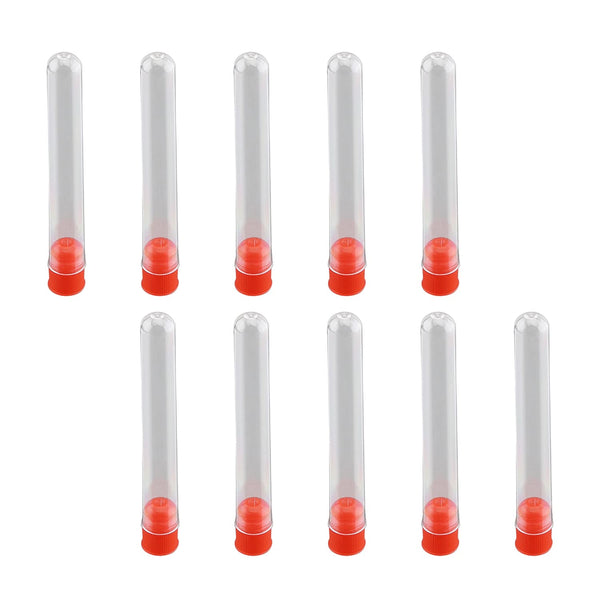 Othmro 300Pcs Clear Plastic Test Tubes with Red Caps, 12mmx75mm Mini Test Tubes for Laboratory Use