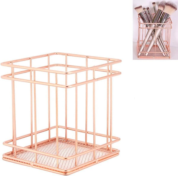 Iron Storage Basket for Makeup Organizer - Small Things Desktop Decor Iron Box Rose Gold