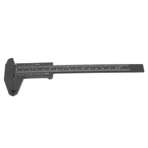 Plastic Vernier Caliper 150mm, High Accuracy 0.05mm Resolution, Double Sided Scale for Makeup, Student, Home (Black)