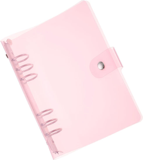 PATIKIL A6 Clear Binder Cover, Soft PVC Loose Leaf Binder Protector, Snap Button Closure, Pink