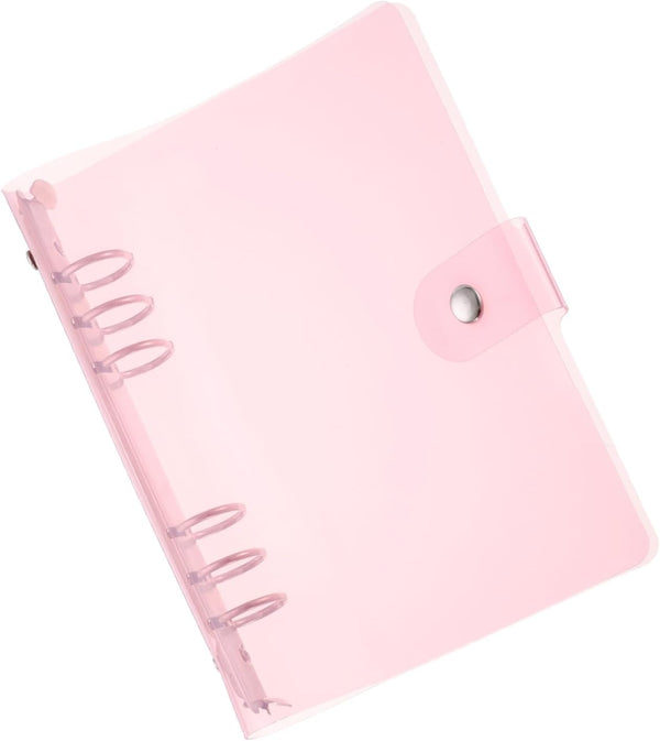 PATIKIL A6 Clear Binder Cover, Soft PVC Loose Leaf Binder Protector, Snap Button Closure, Pink
