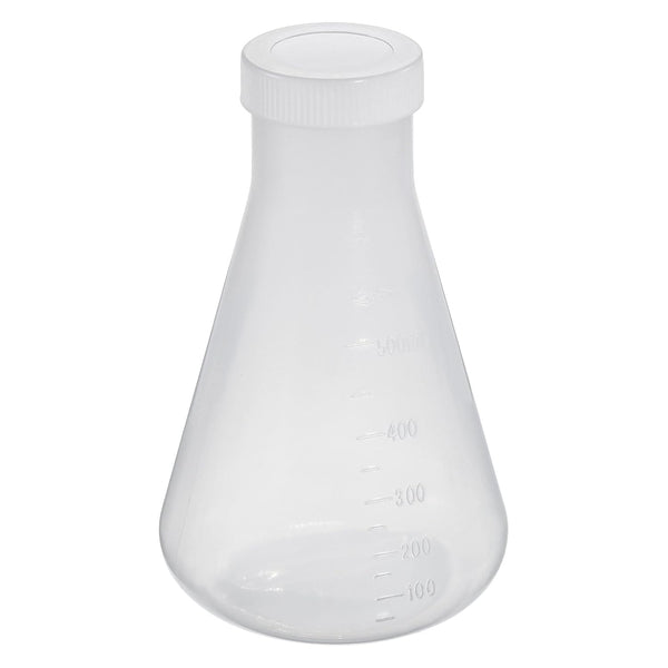 PATIKIL 500ml Plastic Erlenmeyer Flask with Screw Caps, Narrow Mouth Conical Flask, 1 Pack for Laboratory, Clear