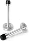 Door Stoppers - 6 Inch Long Brushed Nickel Wall Mounted Door Stop with Sound Dampening Rubber Bumper, 2 Pack