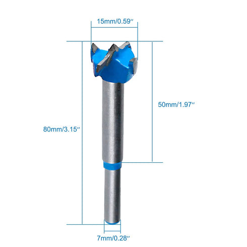 19/32 Inch / 15mm Forstner Drill Bit, Tungsten Carbide Boring Bit Cutter for Wood, Plastic, Plywood