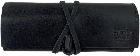 Hide & Drink Rustic Pencil Roll Pouch, Multi-Purpose Storage Wrap for Craft, Full Grain Leather, Charcoal