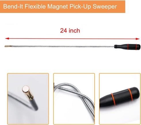 3 Pack Telescoping Magnet Pick-up Tool Set - Bendable Spring Magnetic Pickup Tools, Retrieving Tools