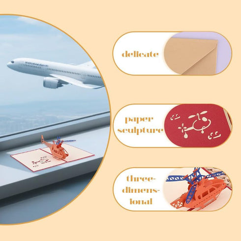 Yreamont 3D Helicopter Pop up Card for Grandson Granddaughter Trip Announcement Cards for Daughter Son Navy Helicopter