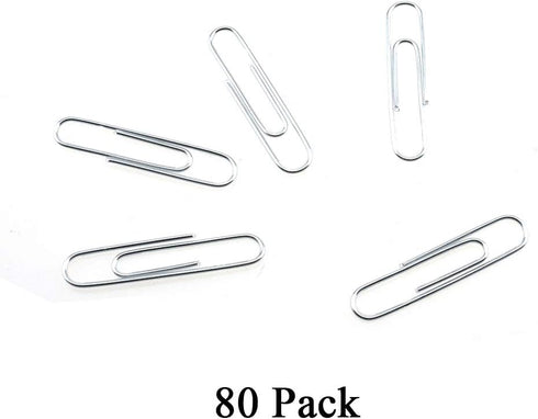 HAHIYO Large Paper Clips, 2 inches Length Silver Vinyl Coated Paperclips, Sturdy for Bookmark Organizing Home Office 80
