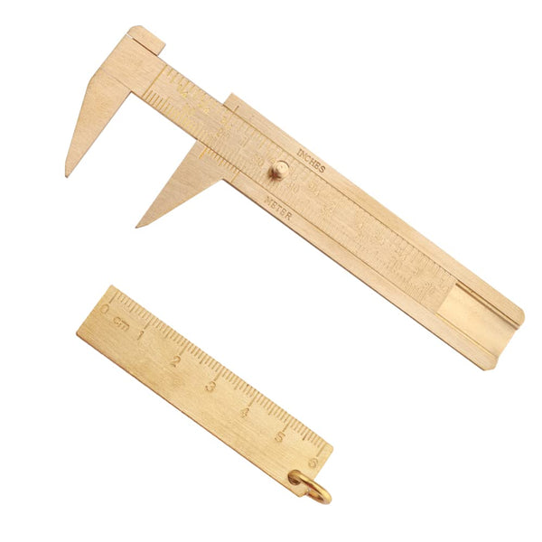 Mini Brass 80mm Double Scale Caliper, Portable Sliding Measurement Tool for Measuring Gemstones and Jewelry Components,