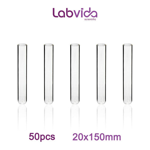 50pcs of Vol.20ml Borosilicate Glass Test Tubes, 20x150mm with Round Bottom, LVH1002