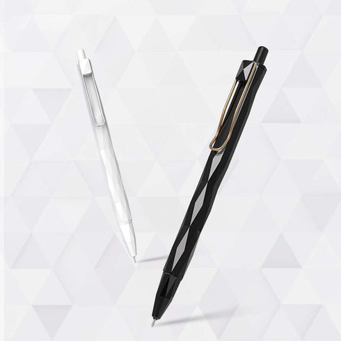 DUNBONG Gel Pens, 0.5mm Retractable Fine Point, Black Ink, Box of 6 Needle Tip Pens with Diamond Design