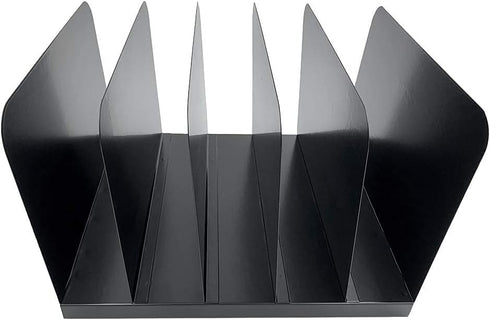 Huron Desktop File Organizer - Vertical 5 Slot, Black Commercial Grade Steel for Office Use