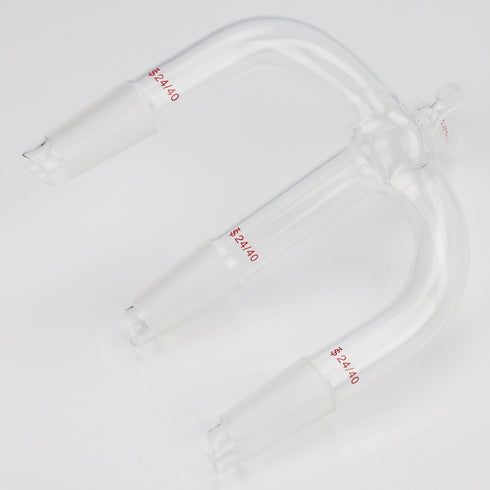 stonylab Glass Vacuum Receiving Adapter, Borosilicate Glass Distillation Apparatus with 24/40 Standard Joint
