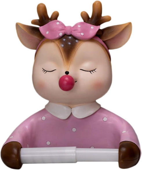 FUOYLOO Cartoon Toilet Paper Holder Roll Paper Shelf Cute Deer Decorative Tissue Rack Wall-Mounted No Drilling Bathroom
