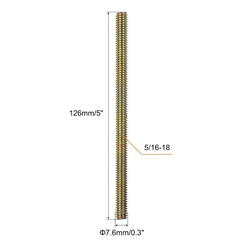 uxcell 60pcs Fully Threaded Rods 5/16 x 5 Inch Carbon Steel All Thread Studs for Furniture Garden Railing