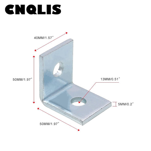 CNQLIS 10 Pcs 2 Hole L Shaped 90 Degree Angle Connector Bracket for 1-5/8" Wide Taller Strut Channel, Steel Surface