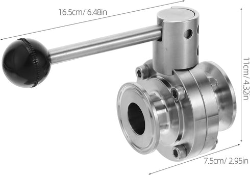 304 25mm HEMOTON Sanitary Stainless Steel Butterfly Valve Manual Hand Lever Water Beverage Fermentation Valve for Dairy