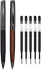 Elegant Wood Ballpoint Pen Set, Fancy Writing Pens with Black Ink and 4 Extra Refills, Graduation Gift Pen