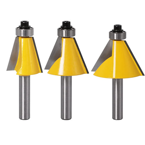 Wolfride 3Pcs Chamfer Router Bit Set 1/4 Inch Shank Bevel Router Bits