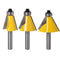 Wolfride 3Pcs Chamfer Router Bit Set 1/4 Inch Shank Bevel Router Bits