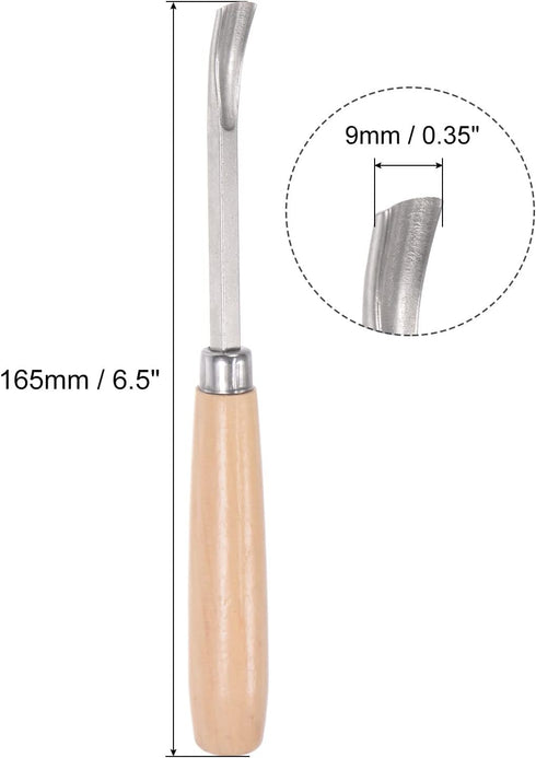 uxcell Wood Chisels Carving Knife, 10mm Chrome Plated 45# Carbon Steel Curved Half-round Tip Woodworking Hand Tool Graver 165mm (6.5-Inch) Length