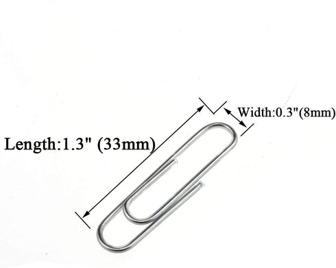HAHIYO Silver Paper Clips - 1.3" (33mm) Length, Vinyl Coated, 120 Pack for Organizing