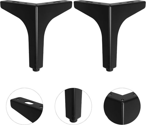 SILENRADAWN 2pcs 13cm Metal Furniture Legs Replacement, Black Triangle Sofa Cabinet Chair Leg Replacements for Tv