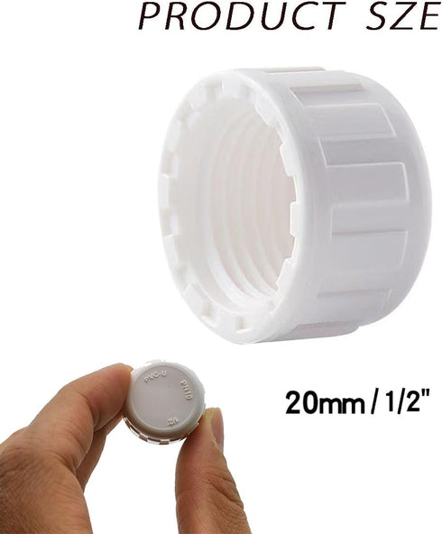 15PCS PVC Round Female Thread Hose Connector 1/2PT Pipe Fitting Cap Pipe End Cap Plug for Plumbing Applications, Perfect for DIY Projects, Pipe Repair and Modification by Leewoth