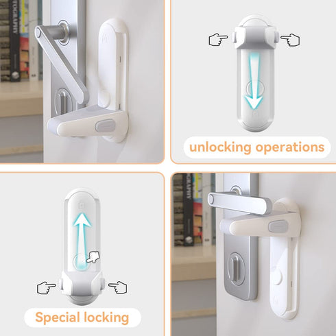 2 SAFELON Pcs Door Lever Locks for Childproof & Petproof, Door Handle Locks for Toddlers, Baby Safety Locks