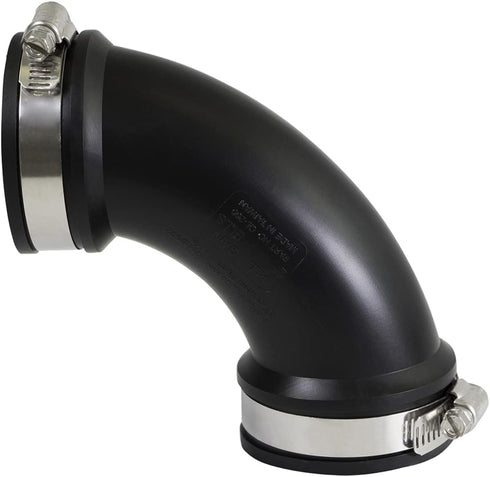 Supply Giant 6I74 Flexible Elbow Coupling - 1 1/2", Black, with Stainless Steel Clamps