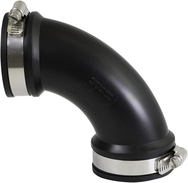 Supply Giant 6I74 Flexible Elbow Coupling - 1 1/2", Black, with Stainless Steel Clamps