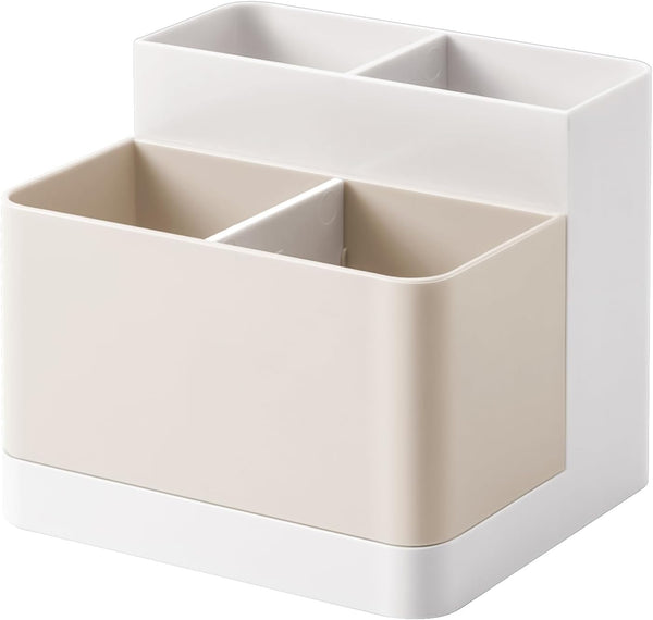 Poeland Desktop Storage Organizer Pencil Card Holder Box for Desk, Office Supplies, Vanity Table Tan