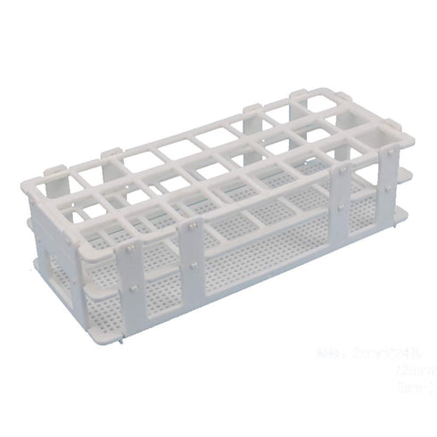 Plastic Test Tube Rack, 24 Holes, Detachable Holder for 25 mm Test Tubes, White Vial Holder (1pcs, 24 Holes)