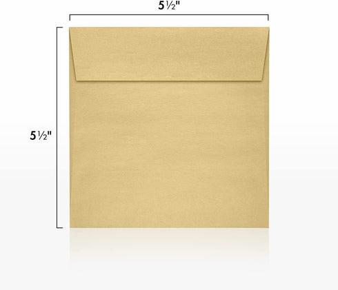 LUXPaper Square Invitation Envelopes - Peel & Press - 5 1/2" x 5 1/2" - Blonde Metallic - 50 Qty