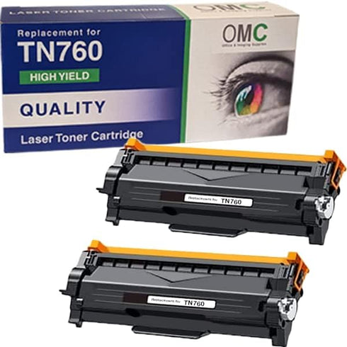 OMC Compatible Toner Cartridge Replacement for Brother TN760 TN-760 TN730 TN-730 (2 Pack) for HL-L2325DW HL-L2390DW