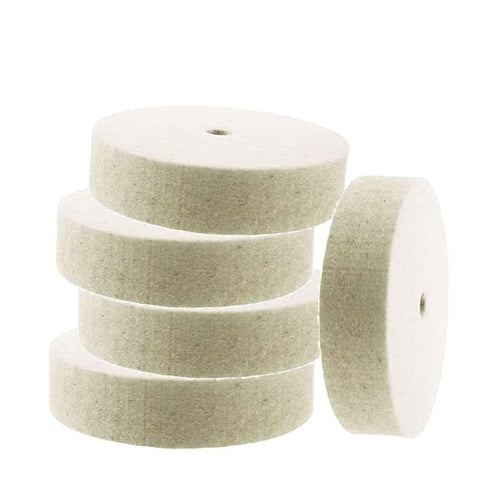 Luo ke 5 Pcs 3'' Compressed Wool Polishing Wheel, 3/8 Inch Arbor Hole Buffing Wheels for Grinders