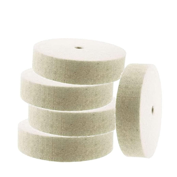 Luo ke 5 Pcs 3'' Compressed Wool Polishing Wheel, 3/8 Inch Arbor Hole Buffing Wheels for Grinders