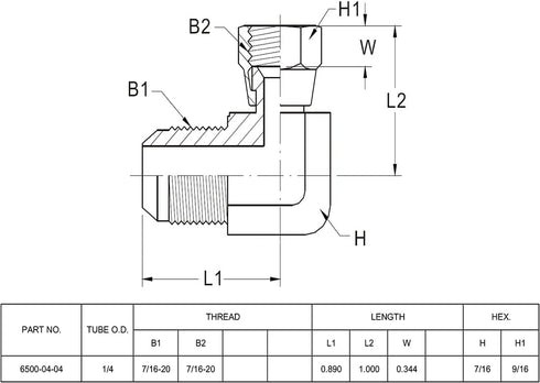 (2-PACK) 6500-04-04 Hydraulic Hose Adapter Fitting 1/4" Male JIC 37° Flare × 1/4" Female JIC 37° Swivel Nut 90° Elbow