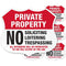 SmartSign Private Property Decals Set, Pack of 5, No Soliciting, No Loitering, No Trespassing