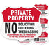 SmartSign Private Property Decals Set, Pack of 5, No Soliciting, No Loitering, No Trespassing