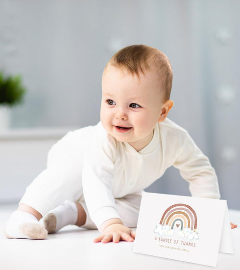 50 Pack Whaline Baby Shower Thank You Cards Bulk Boho Rainbow Blank Note Cards Greeting Card with Envelopes Stickers