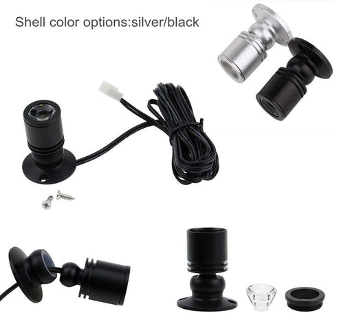 Xking Dimmable LED Mini Spotlight, 1.5W 12VDC Black Shell Fixture with Online PWM Dimmer (Pack-2, Cold White)