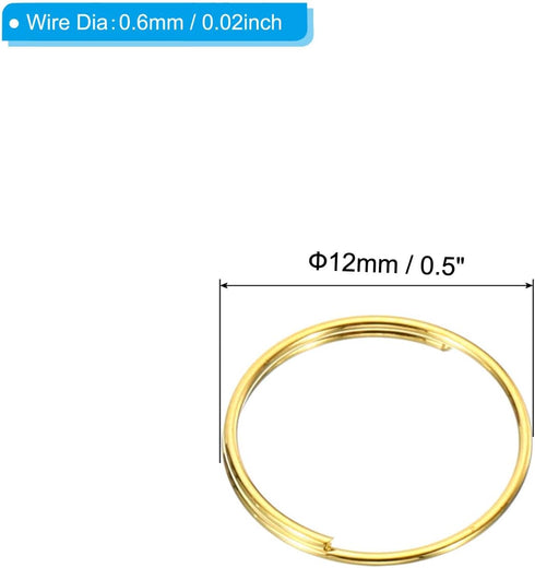 400 Pack 12mm/0.5" PATIKIL Mini Split Rings, OD Split Circular Ring Stainless Steel Clip Ring for Fastening Chandelier