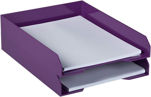 JAM PAPER Purple Stackable Paper Trays - Desktop Document, Letter, & File Organizer Tray - Sold Individually