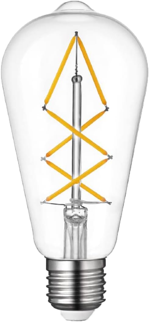 Fishbone Filament LED Edison Bulbs, 60 Watt Equivalent ST64 E26, Dimmable Vintage Light Bulbs, 600 Lumen, 4000K Daylight