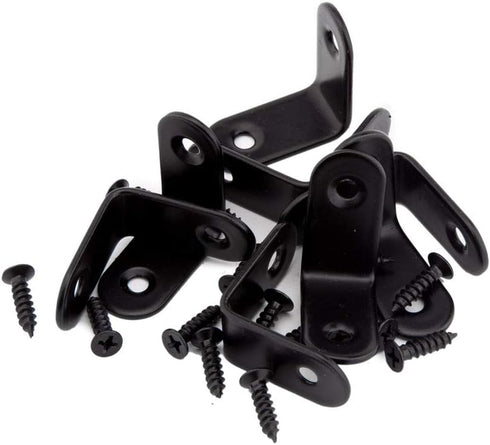 8 Pack 0.8'' Corner Bracket Shelf Bracket,Heavy Duty Black Stainless Steel L Corner Brace,Right Joint Angle Brackets