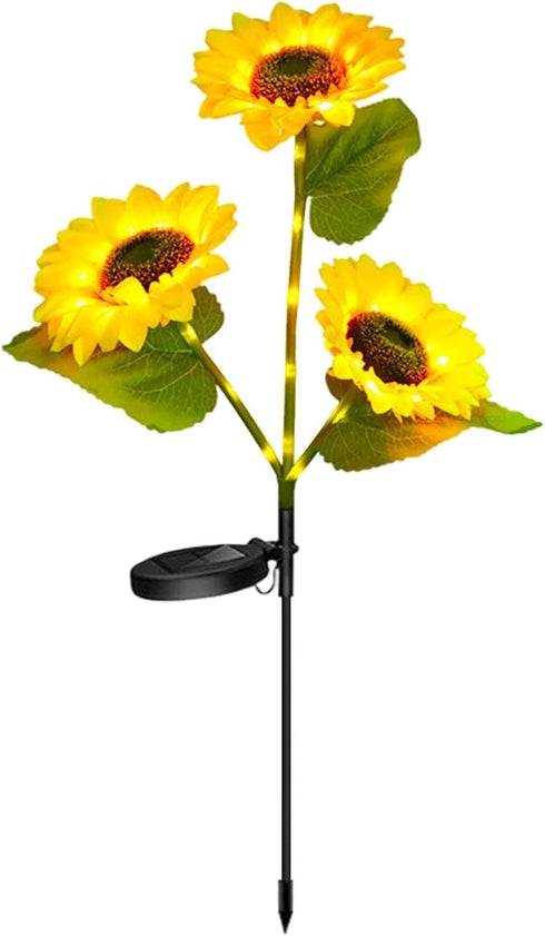 Generic Solar Sunflower Stake Lights - Waterproof Outdoor Garden Decor with Realistic Petal Design, Auto On/Off